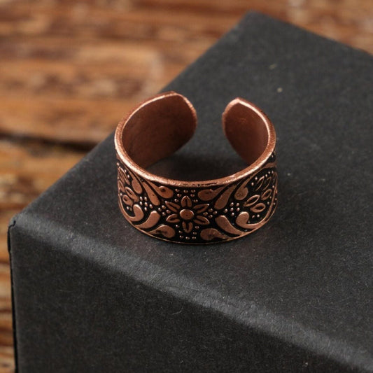 Handmade Motif Pure Copper Unisex Ring SPF-Y-003