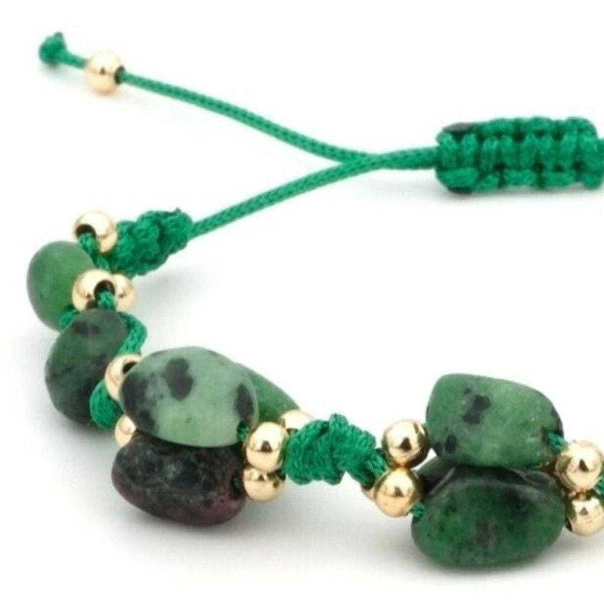 Anyolite Stone (Ruby Zoisite) Macrame Natural Stone Bracelet SPF-A-013