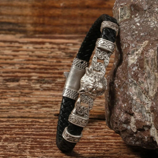 Handmade Genuine Leather and Brass Motif Locked Buckle Bracelet SPF-P-026
