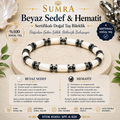 White Mother-of-Pearl and Hematite Certified Natural Stone Bracelet SPF-A-020