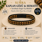Kaplan Gözü ve Hematit Sertifikalı Doğal Taş Bileklik SPF-A-036