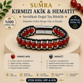 Kırmızı Akik ve Hematit Sertifikalı Doğal Taş Bileklik SPF-A-076