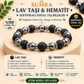 Lav Taşı ve Hematit Sertifikalı Doğal Taş Bileklik SPF-A-052
