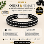 Oniks ve Hematit Sertifikalı Doğal Taş Bileklik SPF-A-093