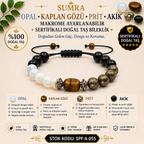 Opal Kaplan Eye Prit and Agate Macrame Adjustable Certified Natural Stone Bracelet SPF-A-055