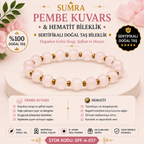 Pembe Kuvars ve Hematit Sertifikalı Doğal Taş Bileklik SPF-A-057