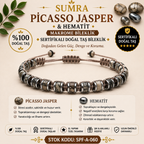 Picasso Jasper and Hematite Macrame Certified Natural Stone Bracelet SPF-A-060