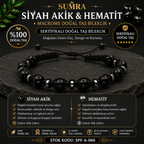 Siyah Akik ve Hematit Macrome Sertifikalı Doğal Taş Bileklik SPF-A-066