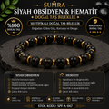 Siyah Obsidyen Hematit Sertifikalı Doğal Taş Bileklik SPF-A-067