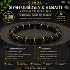 Siyah Obsidyen Hematit Sertifikalı Doğal Taş Bileklik SPF-A-067