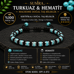 Turkuaz ve Hematit Macrome Sertifikalı Doğal Taş Bileklik SPF-A-072