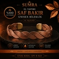 El Yapımı Motifli Saf Bakır Unisex Bileklik SPF-B-023