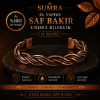 El Yapımı Motifli Saf Bakır Unisex Bileklik SPF-B-024