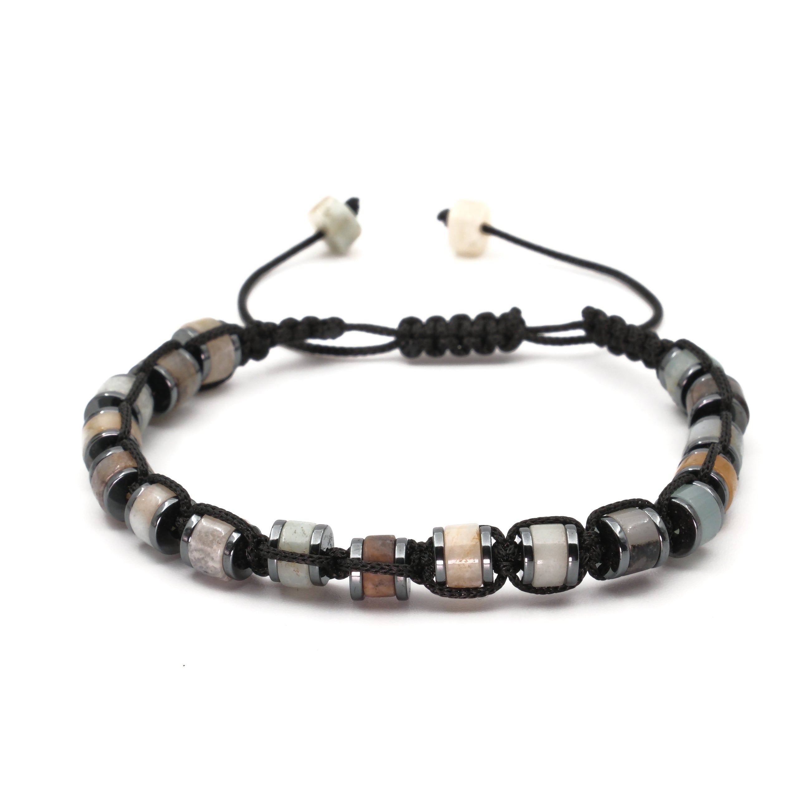 Amazonit ve Hematit Macrome Sertifikalı Doğal Taş Bileklik SPF-A-010