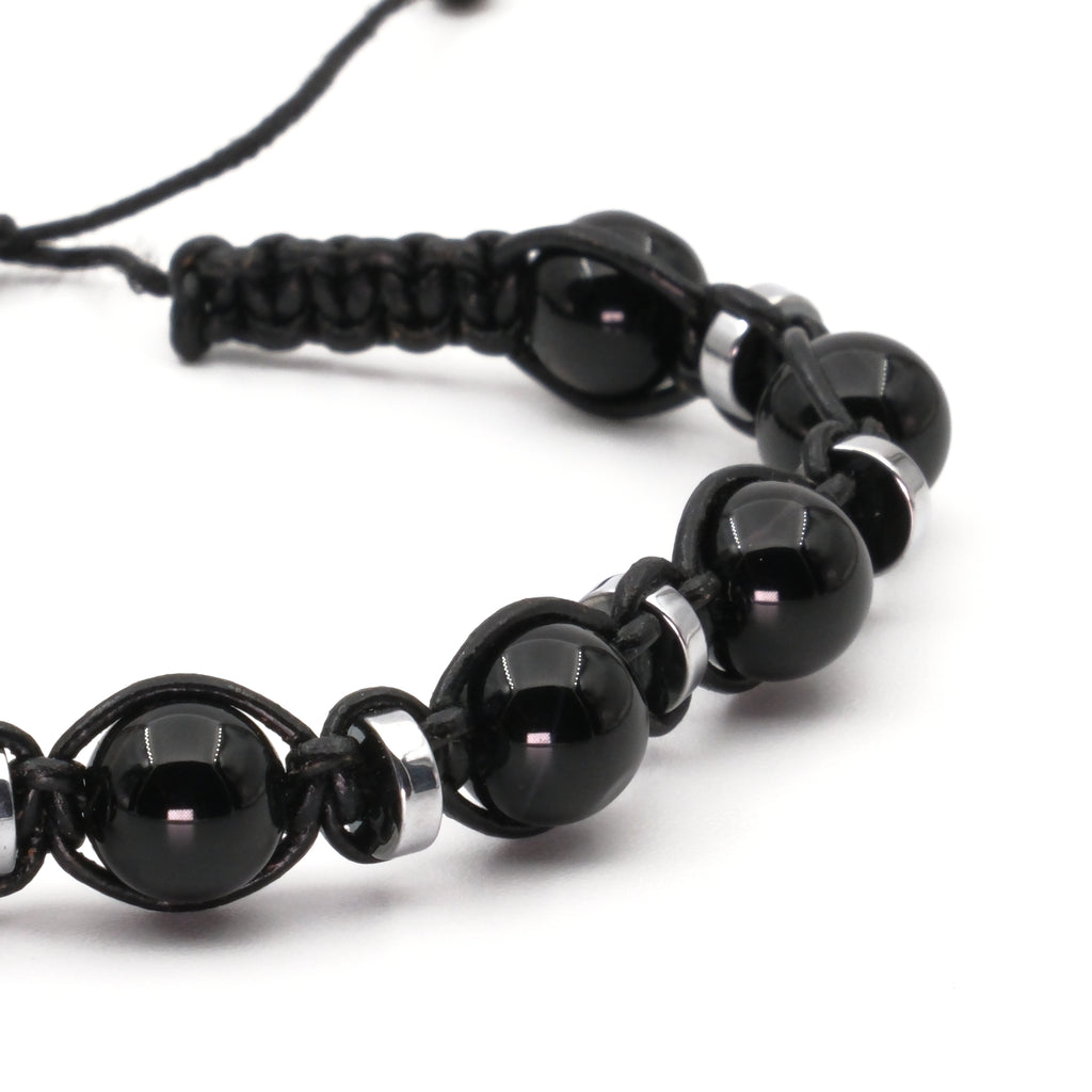 Siyah Akik ve Hematit Macrome Sertifikalı Doğal Taş Bileklik SPF-A-066