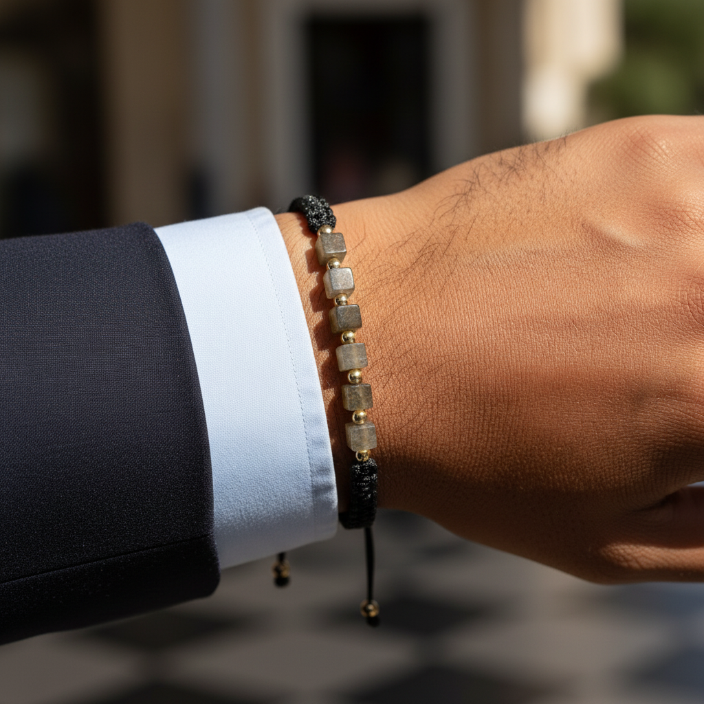 Labradorit Macrome Sertifikalı Doğal Taş Bileklik SPF-A-050