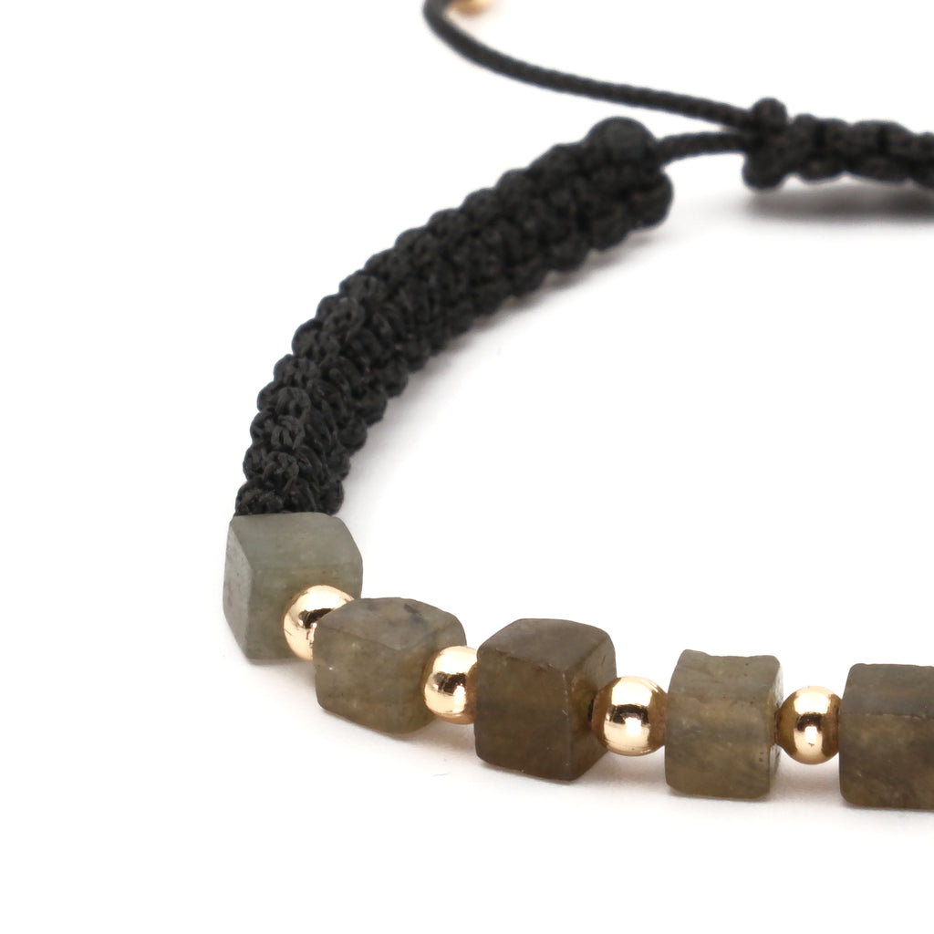 Labradorit Macrome Sertifikalı Doğal Taş Bileklik SPF-A-050