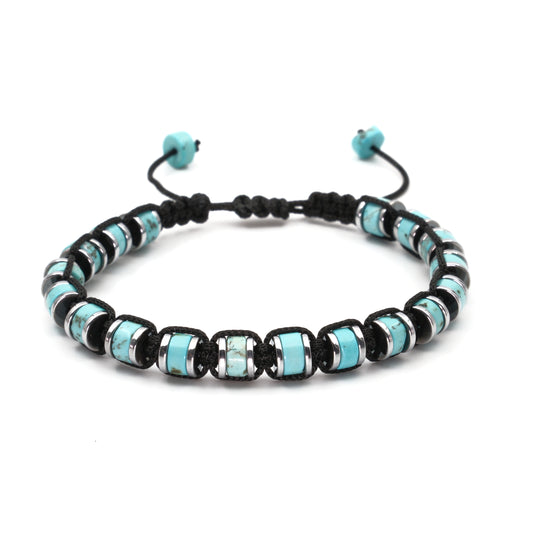 Turquoise and Hematite Macrame Natural Stone Bracelet SPF-A-072