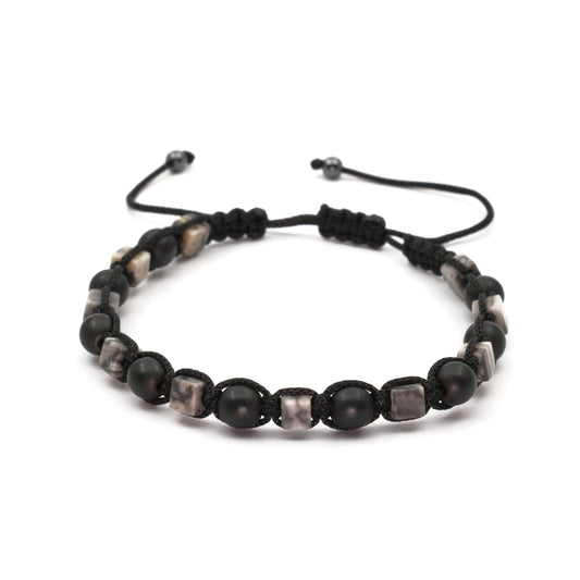 Jasper and Hematite Macrame Natural Stone Bracelet SPF-A-028