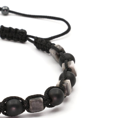 Jasper and Hematite Macrame Natural Stone Bracelet SPF-A-028