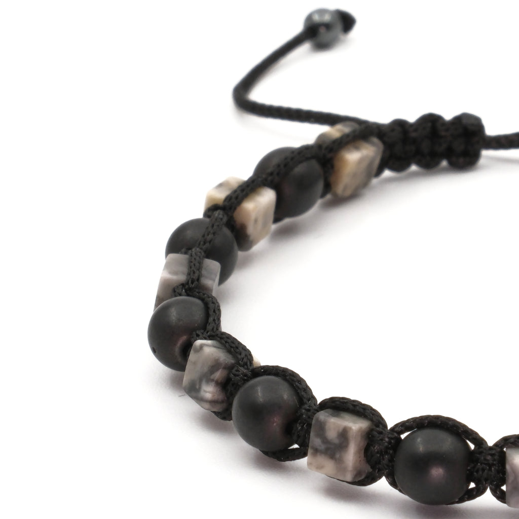 Jasper ve Hematit Makrome Sertifikalı Doğal Taş Bileklik SPF-A-028