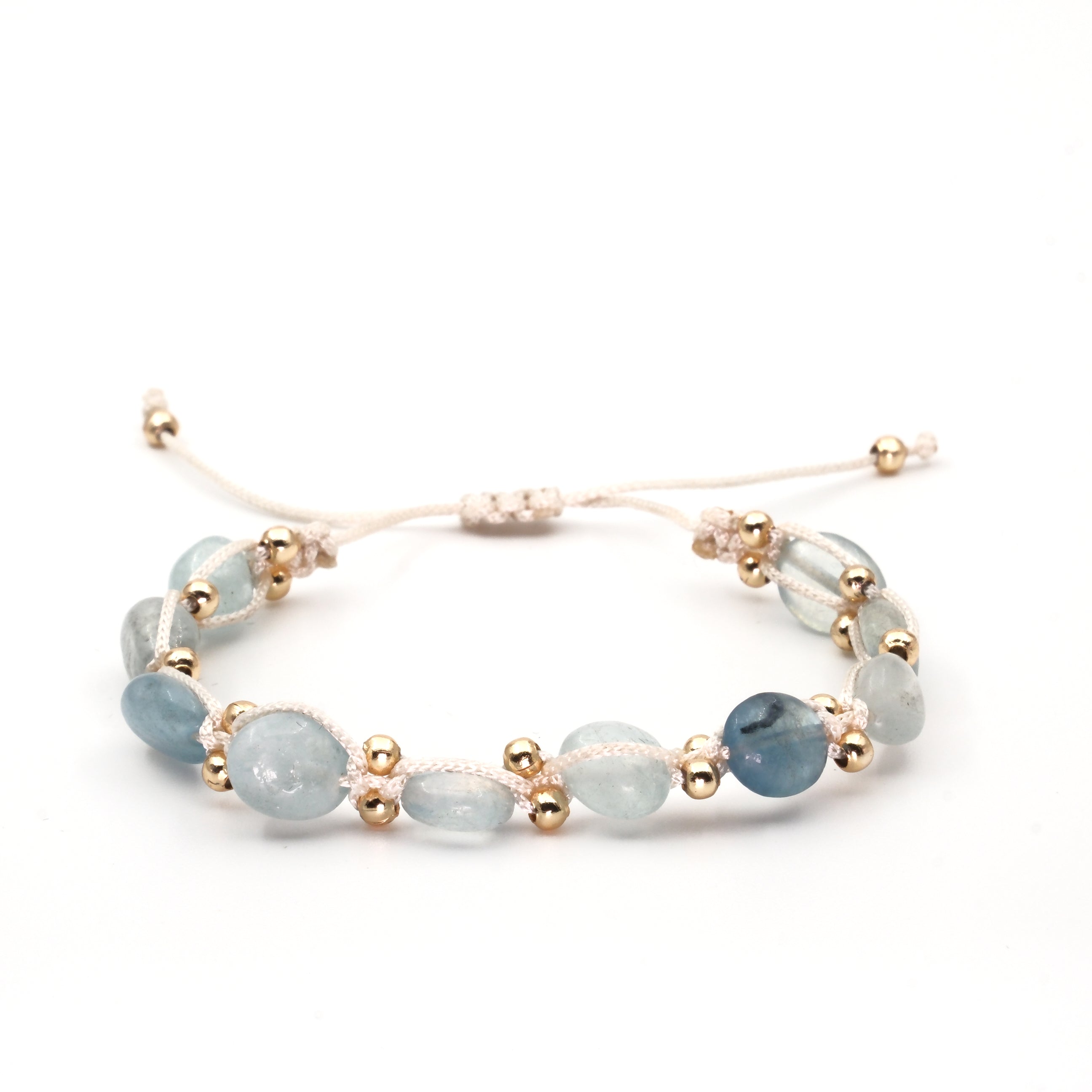 Akuamarin Hematit Macrome Sertifikalı Doğal Taş Bileklik SPF-A-004