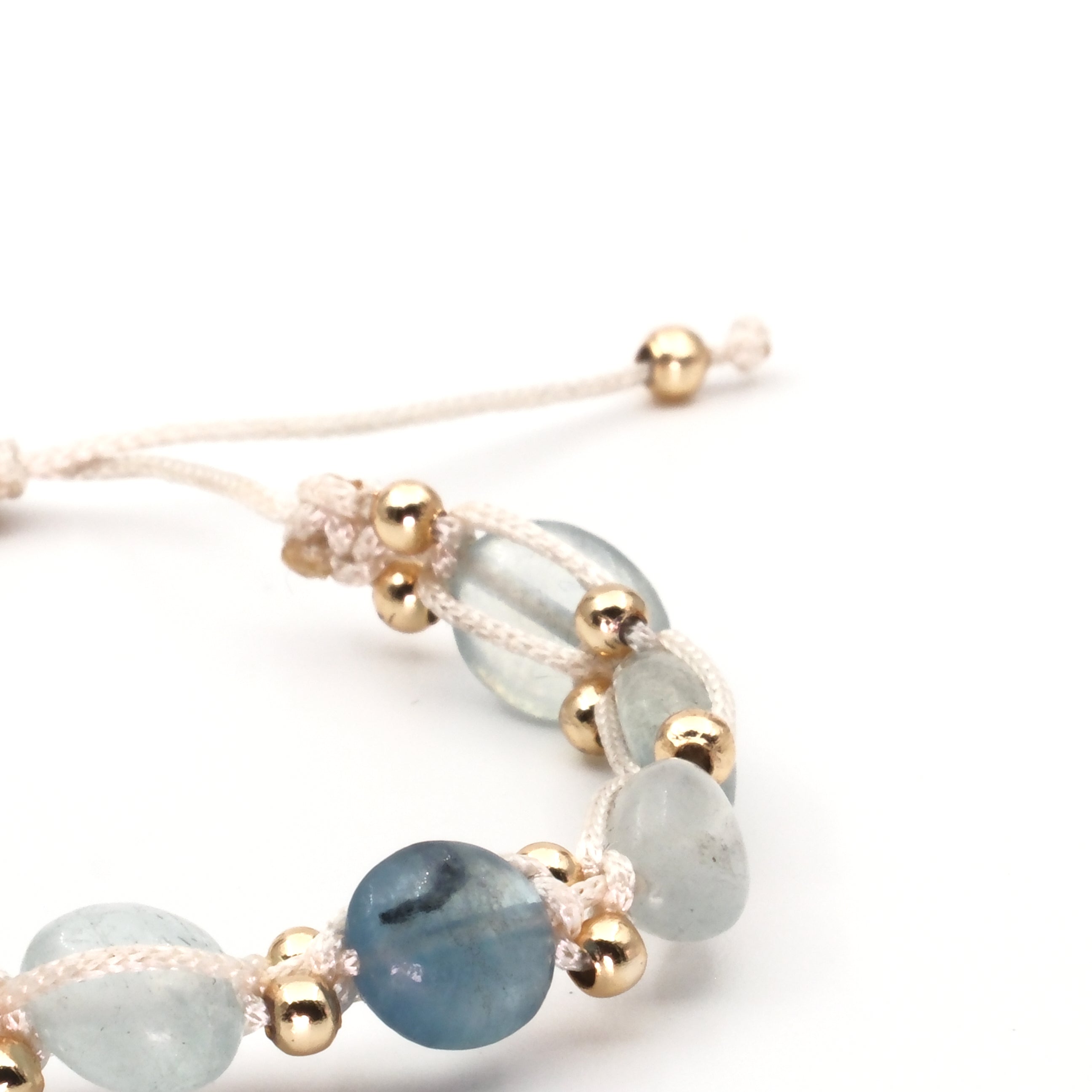 Akuamarin Hematit Macrome Sertifikalı Doğal Taş Bileklik SPF-A-004