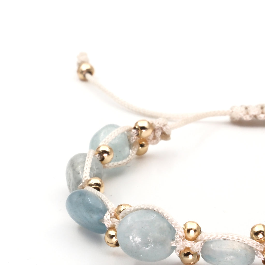 Akuamarin Hematit Macrome Sertifikalı Doğal Taş Bileklik SPF-A-004