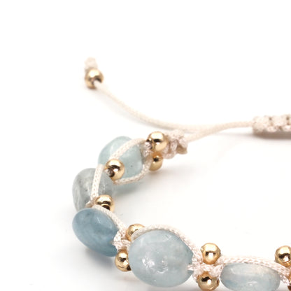Aquamarine Hematite Macrame Natural Stone Bracelet SPF-A-004