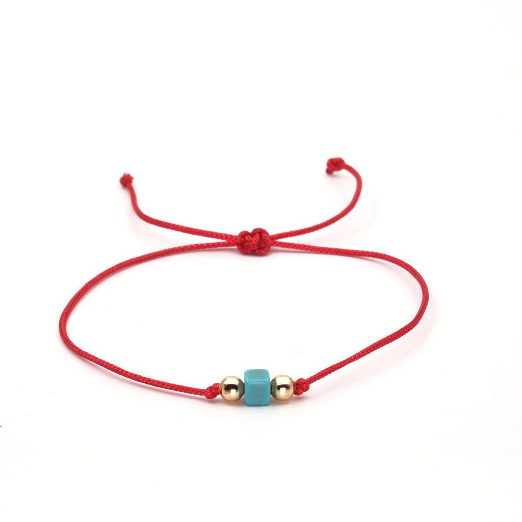 Küp Turkuaz Macrome Sertifikalı Doğal Taş Bileklik SPF-A-047