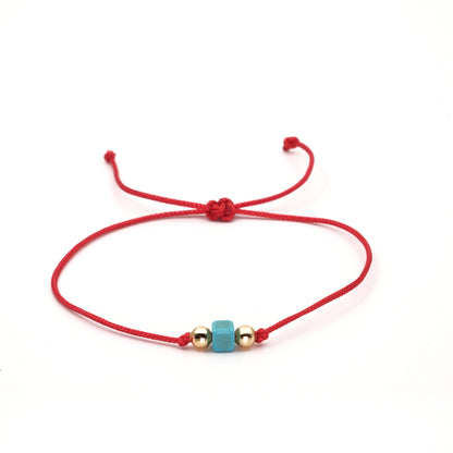 Cube Turquoise Macrame Natural Stone Bracelet SPF-A-047
