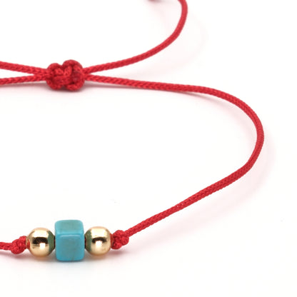 Cube Turquoise Macrame Natural Stone Bracelet SPF-A-047