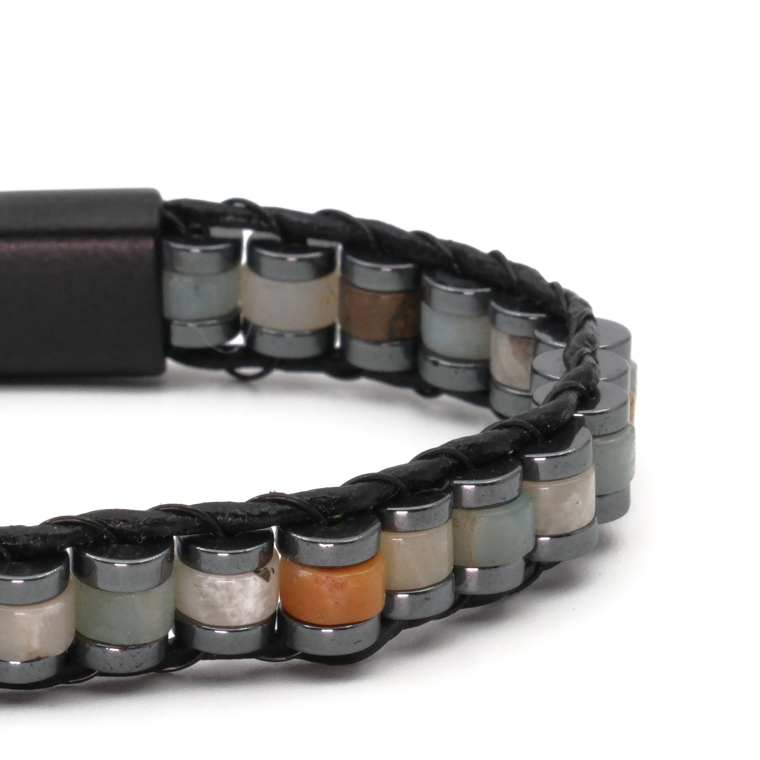 Amazonit ve Hematit Sertifikalı Doğal Taş Bileklik SPF-A-009