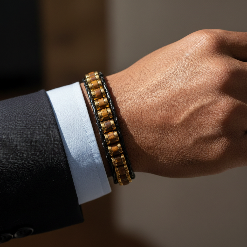 Kaplan Gözü ve Hematit Sertifikalı Doğal Taş Bileklik SPF-A-036