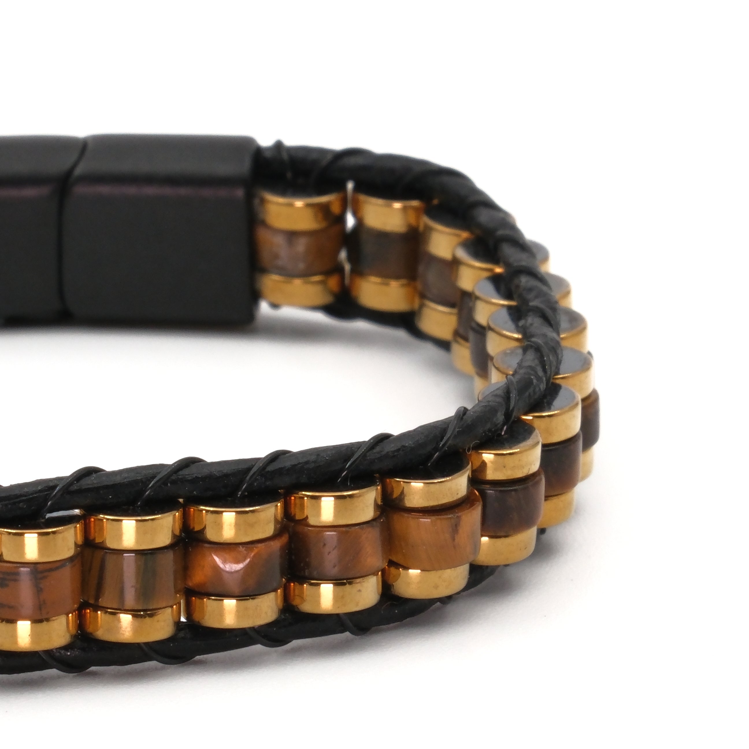 Kaplan Gözü ve Hematit Sertifikalı Doğal Taş Bileklik SPF-A-036