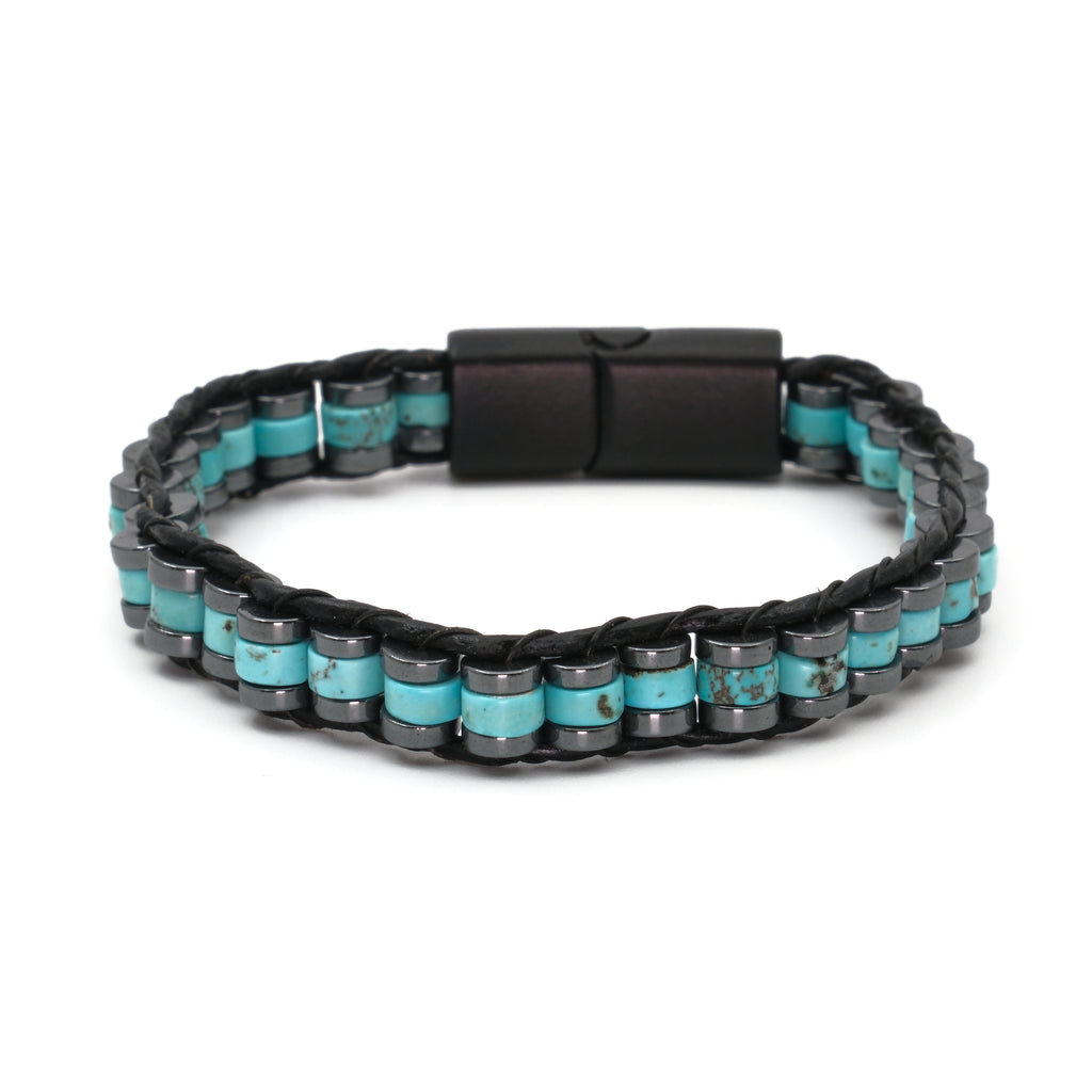 Turkuaz ve Hematit Sertifikalı Doğal Taş Bileklik SPF-A-071