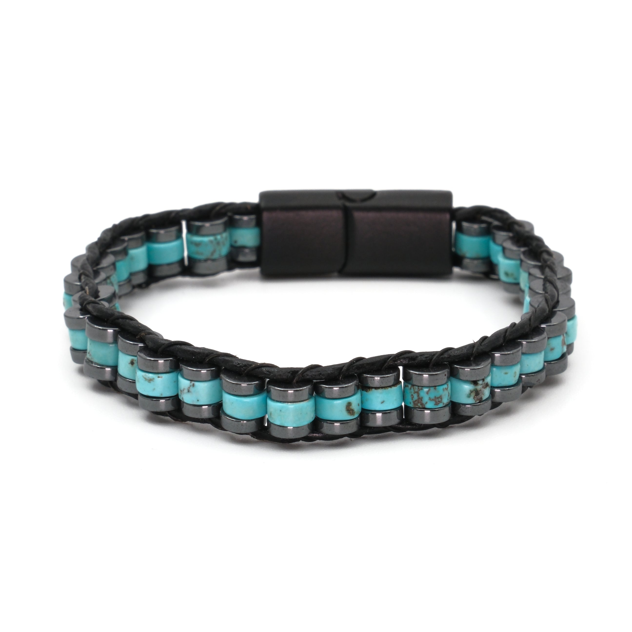 Turkuaz ve Hematit Sertifikalı Doğal Taş Bileklik SPF-A-071