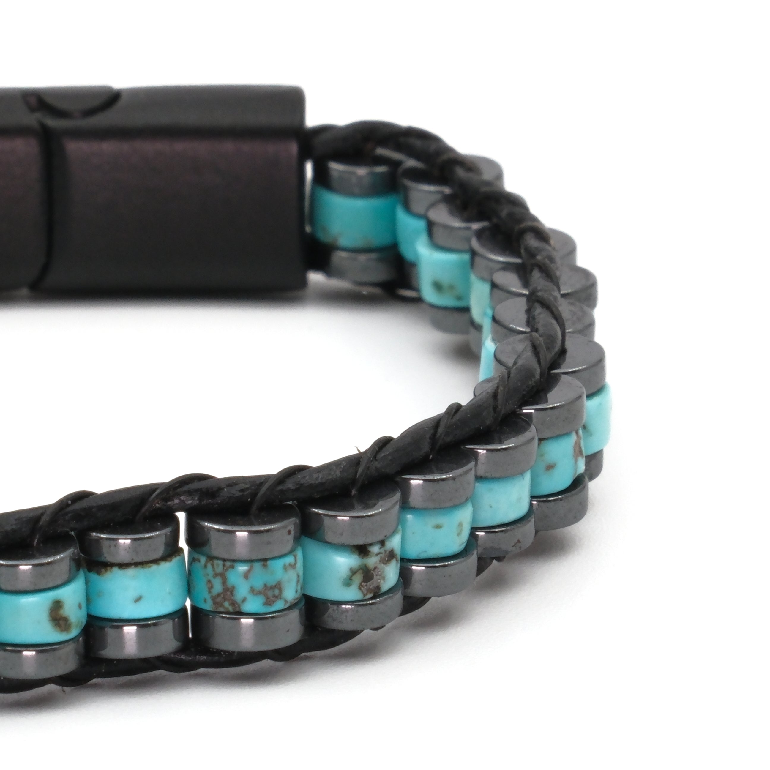 Turkuaz ve Hematit Sertifikalı Doğal Taş Bileklik SPF-A-071