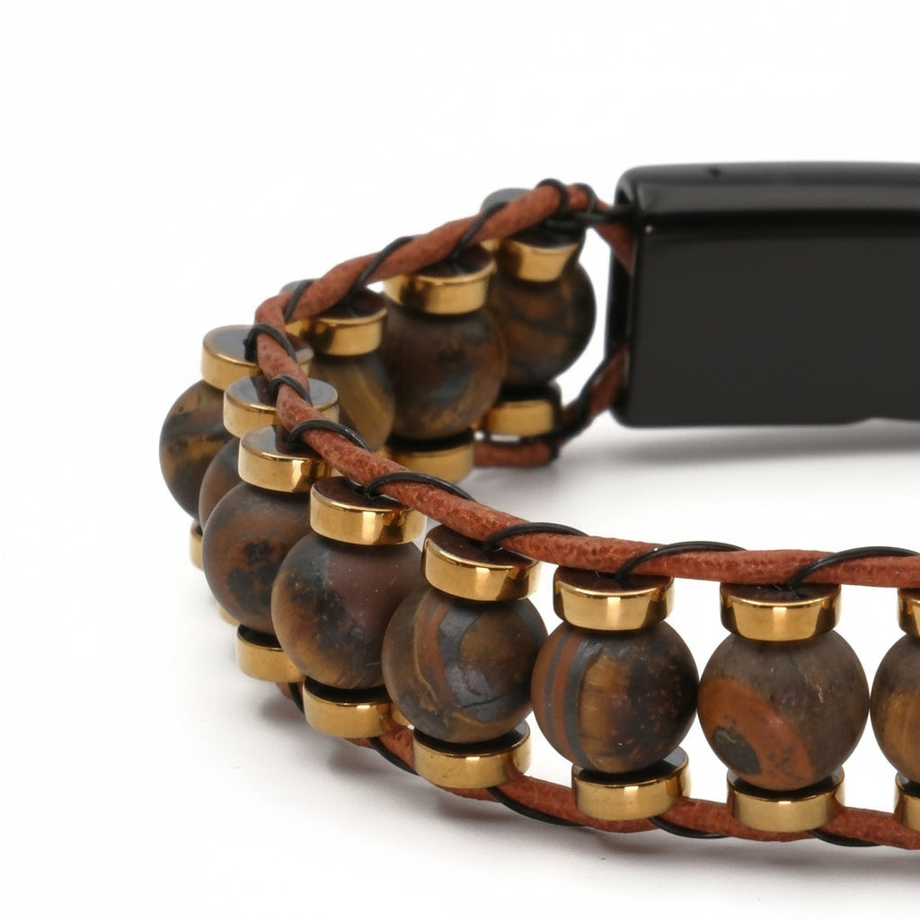 Kaplan Gözü ve Hematit Sertifikalı Doğal Taş Bileklik SPF-A-039