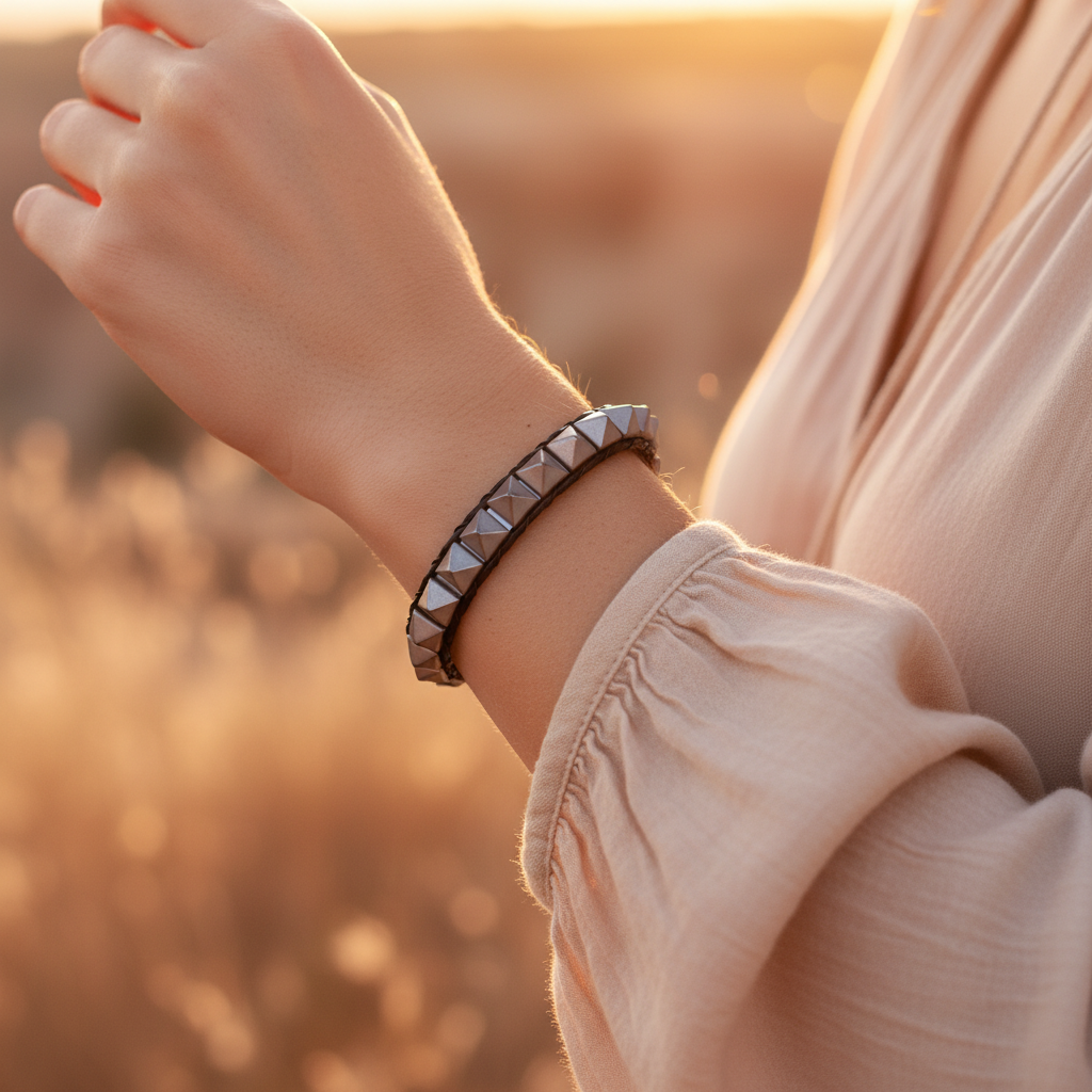 Hematit Sertifikalı Doğal Taş Bileklik SPF-A-022