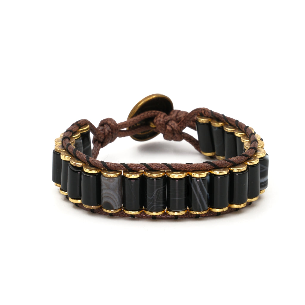 Siyah Akik ve Hematit Sertifikalı Doğal Taş Bileklik SPF-A-065