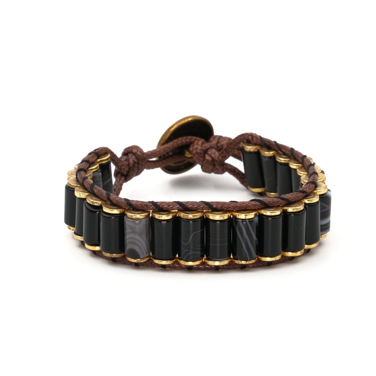 Black Agate and Hematite Natural Stone Bracelet SPF-A-065