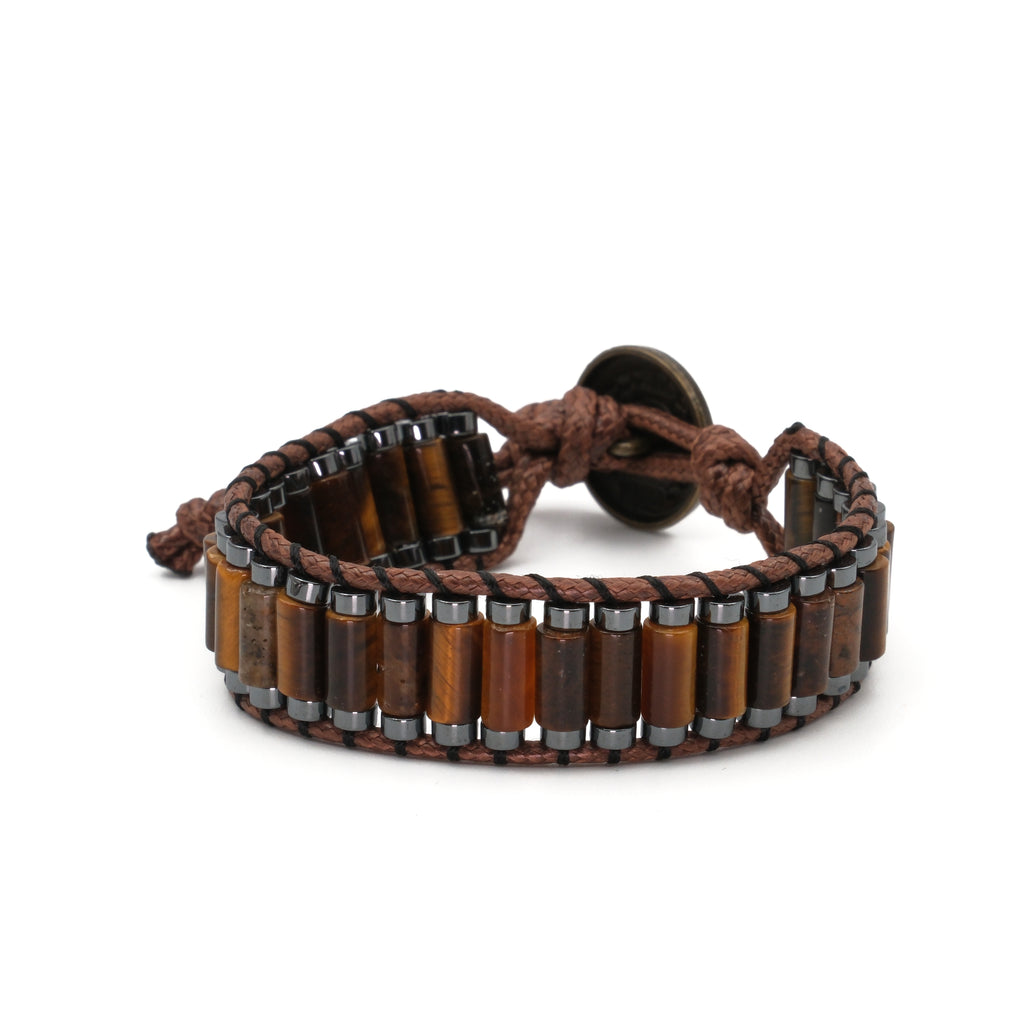 Kaplan Gözü ve Hematit Sertifikalı Doğal Taş Bileklik SPF-A-037