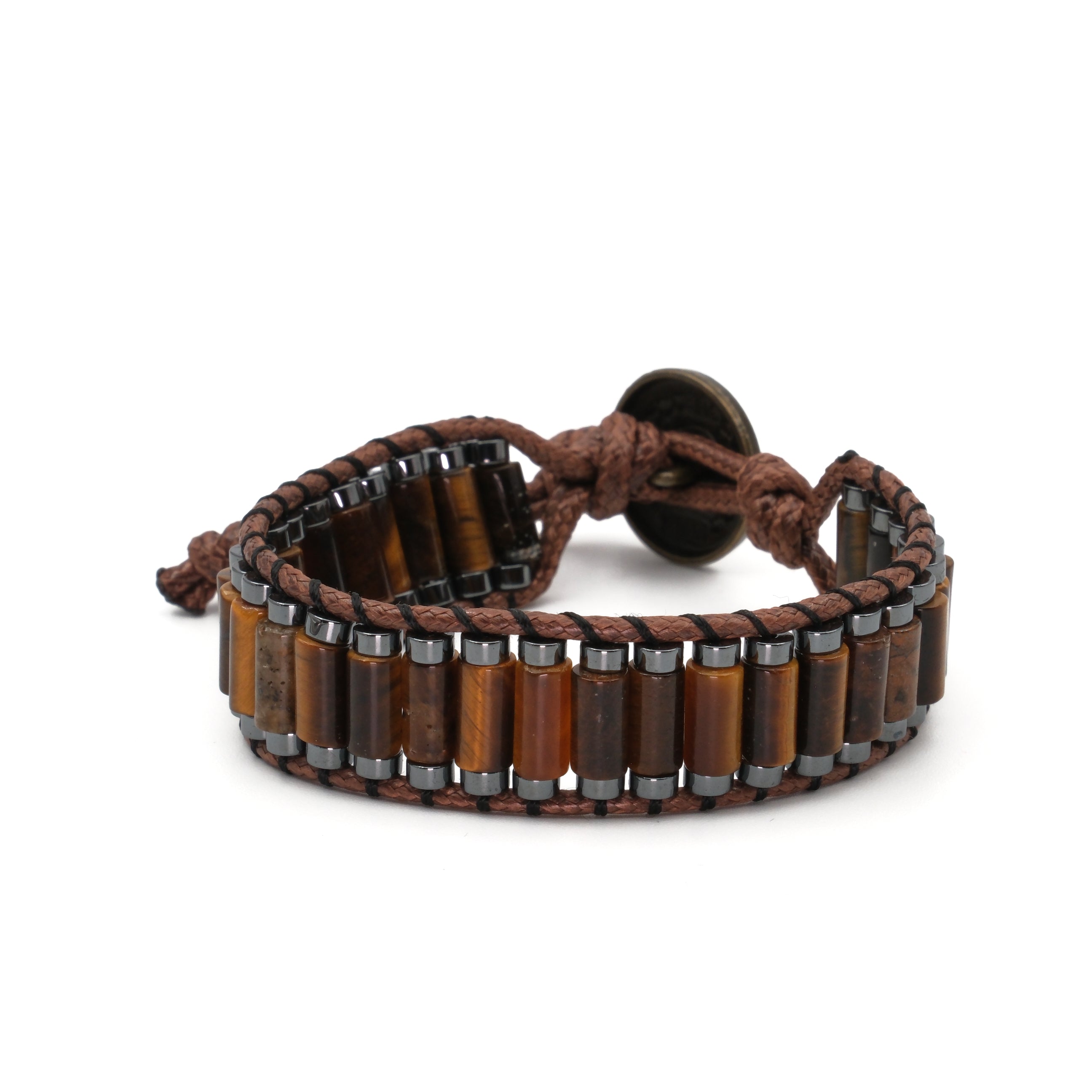 Kaplan Gözü ve Hematit Sertifikalı Doğal Taş Bileklik SPF-A-037