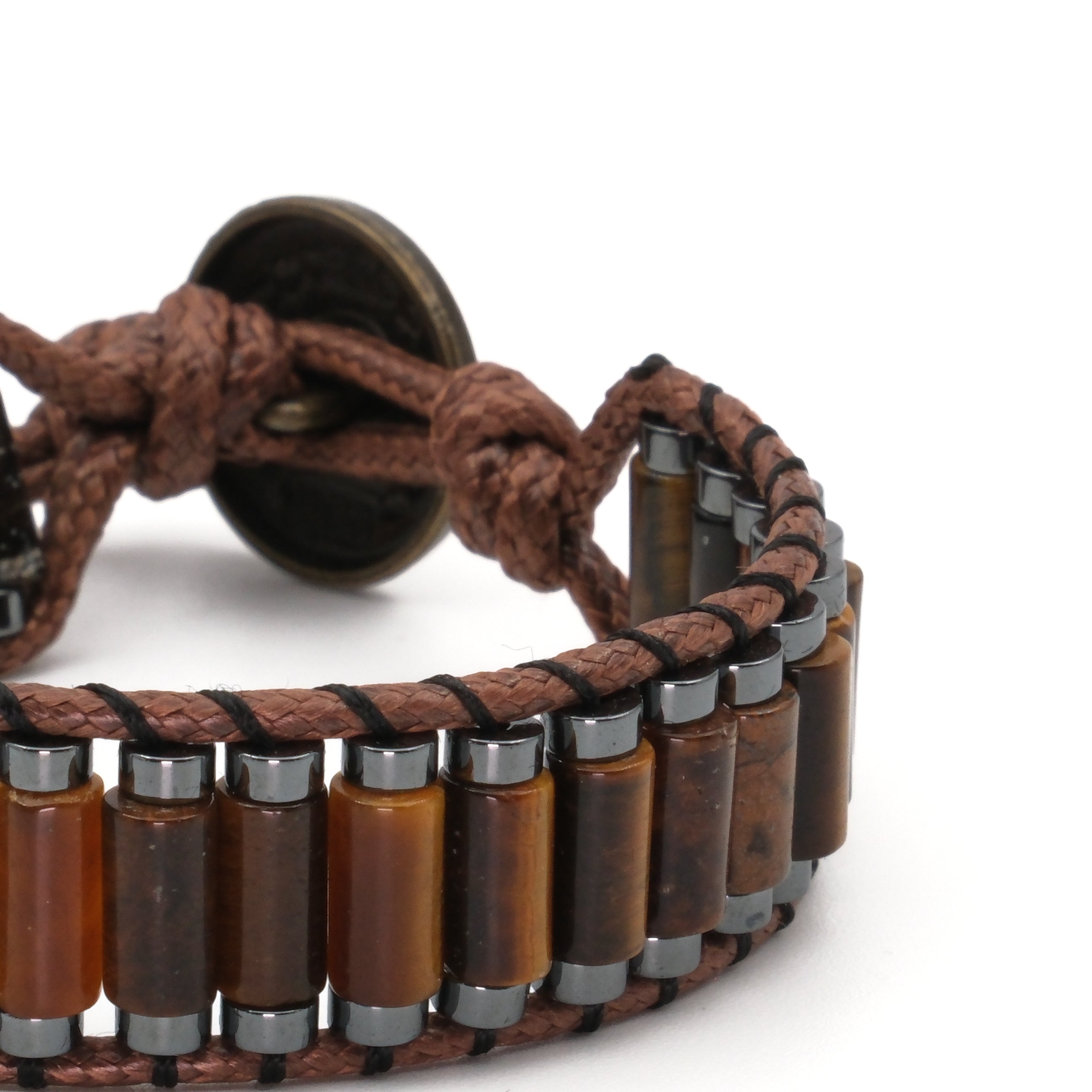 Kaplan Gözü ve Hematit Sertifikalı Doğal Taş Bileklik SPF-A-037