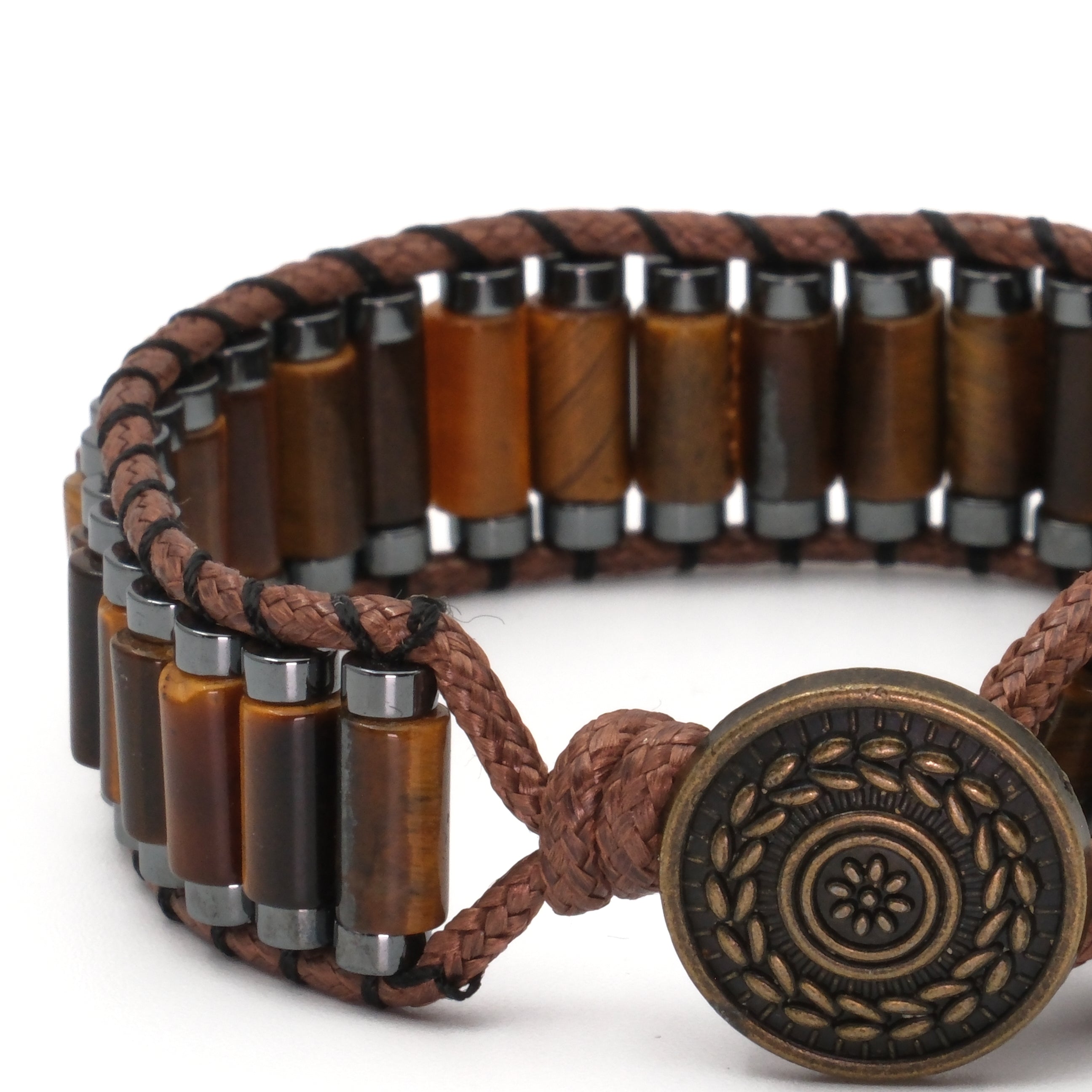 Kaplan Gözü ve Hematit Sertifikalı Doğal Taş Bileklik SPF-A-037