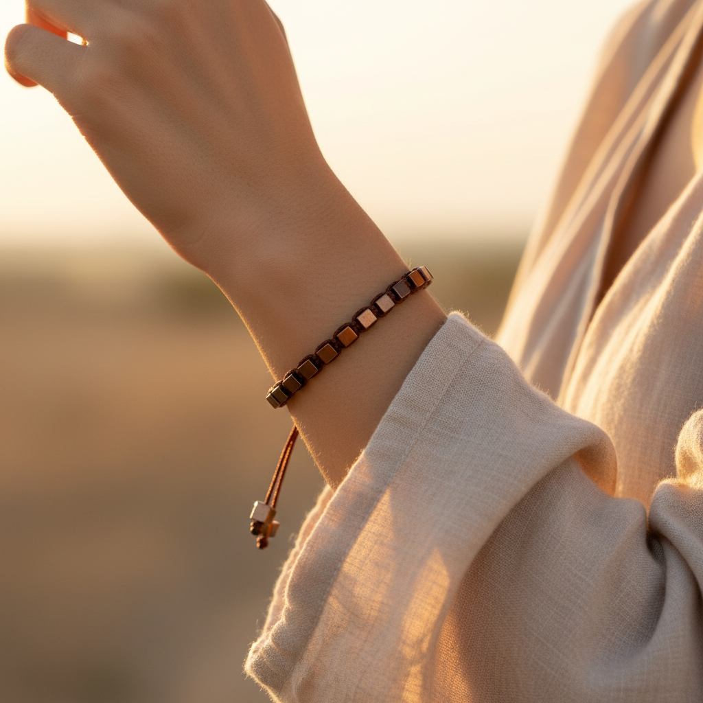 Hematit Macrome Sertifikalı Doğal Taş Bileklik SPF-A-027