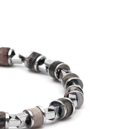 Picasso Jasper Hematite Natural Stone Bracelet SPF-A-058