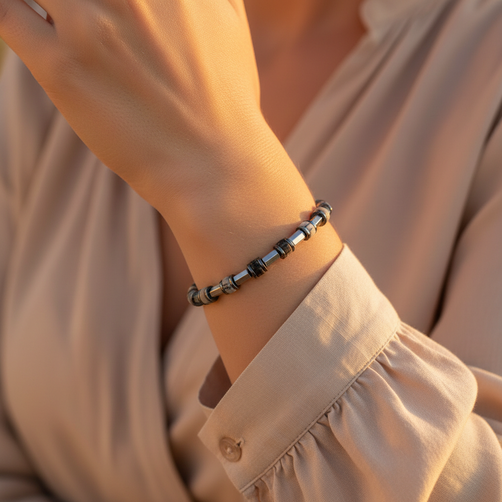 Picasso Jasper ve Hematit Sertifikalı Doğal Taş Bileklik SPF-A-059