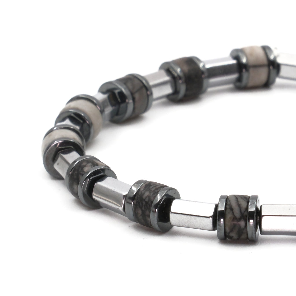 Picasso Jasper ve Hematit Sertifikalı Doğal Taş Bileklik SPF-A-059